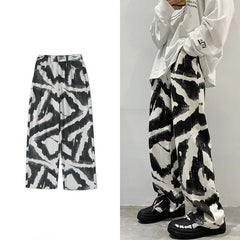 Zebra Y2k Baggy Jeans Pants Men Wide Leg Oversize Pants Fashion Tie-dye