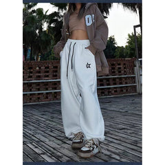 Y2K Oversized Sweatpants Women Harajuku White Wide Leg Pants High Waist