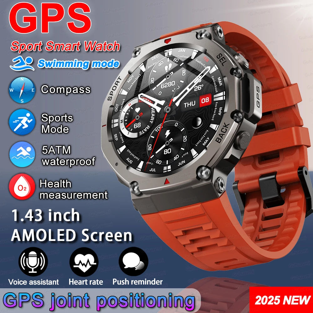 T-Rex 3 Ultra GPS Smart Watch 5 ATM Waterproof Built-in Dual-band GNSS Compass Military 170+ Sport Smartwatch Men 2025 New Watch