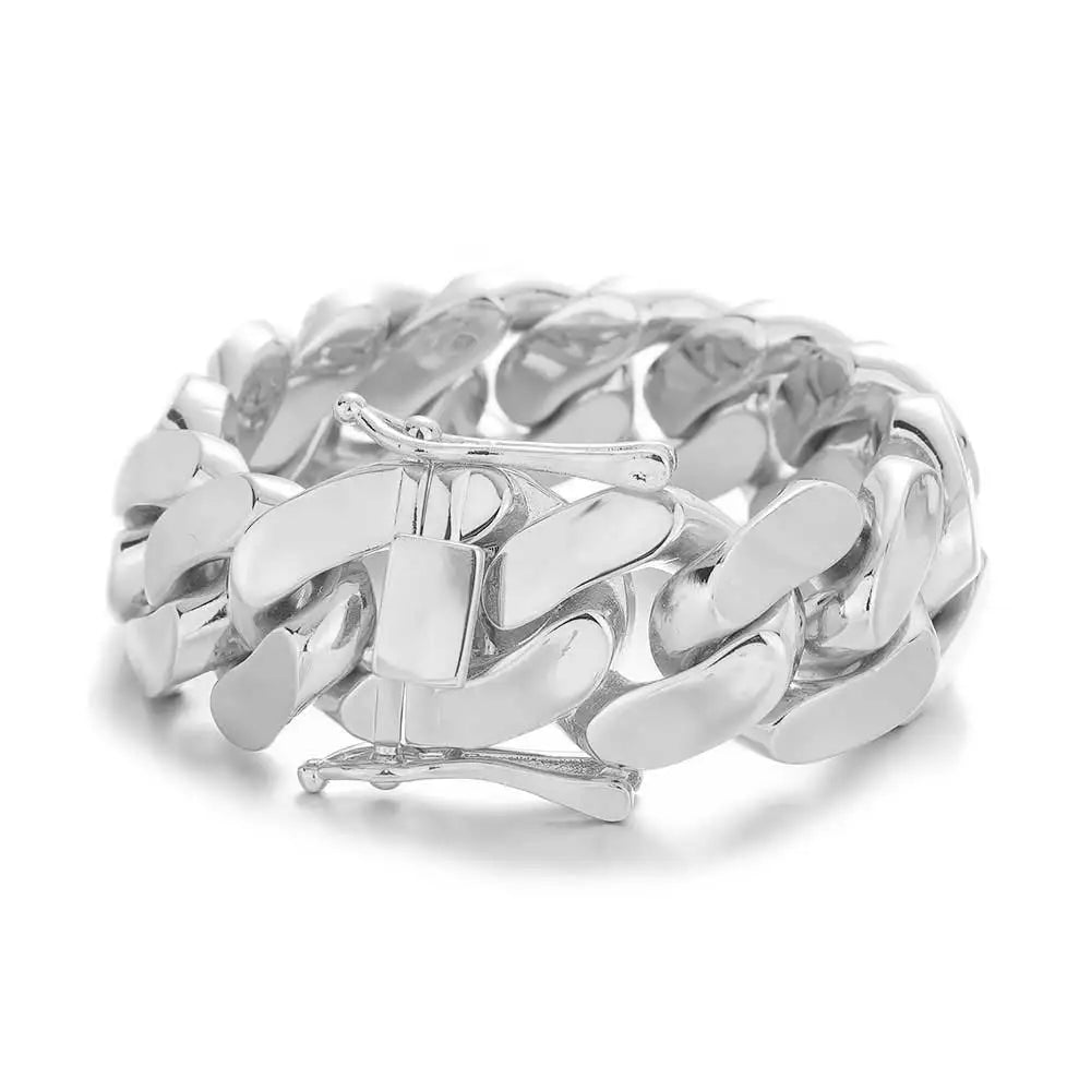 Men's 22mm Cuban Link Bracelet Hip Hop Heavy Brass Miami Cuban Link Chain Chunky Bracelet Jewelry For Boy Gift Drop Shipping