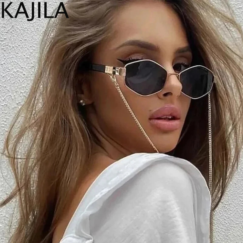Sunglasses Women With Chain Brand Designer Punk Sun Glasses