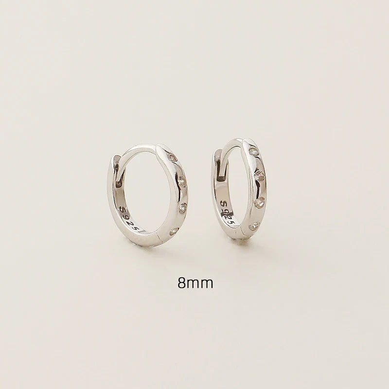 WANTME 925 Sterling Silver Fashion Simple Piercing Ear Closure Statement Stacked Ear Hoop Earrings for Women Huggies Jewelry