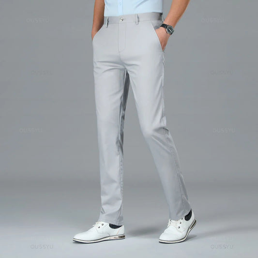 High Quality Luxury Straight Business Suit Pants Men Bamboo Fiber Designer