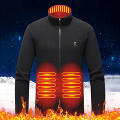 9 Heated Area Men Heated Jackets Outdoor Coat USB Electric Battery Long Sleeves