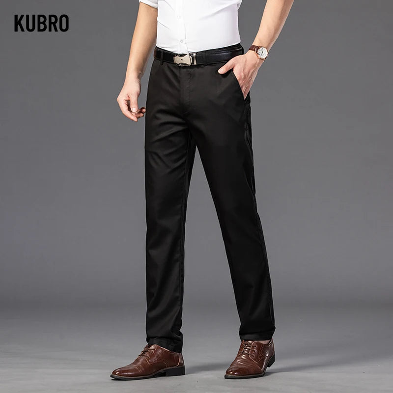 Men's Spring Autumn Fashion Business Casual Long Pants Suit Pants Male Elastic