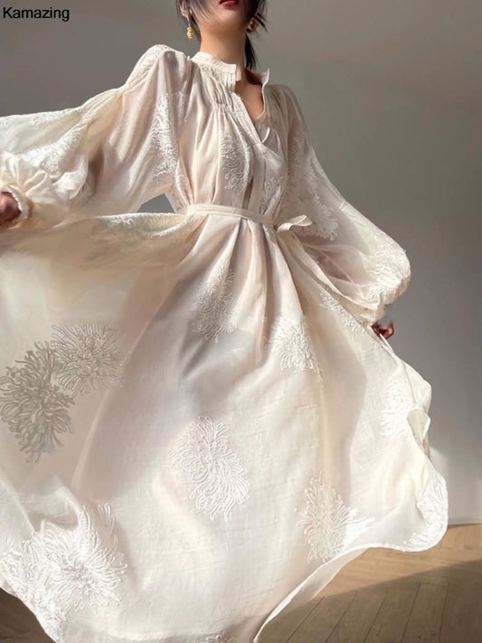 Evening Dresses: Vintage Elegant Embroidery Evening Party Midi Dress France