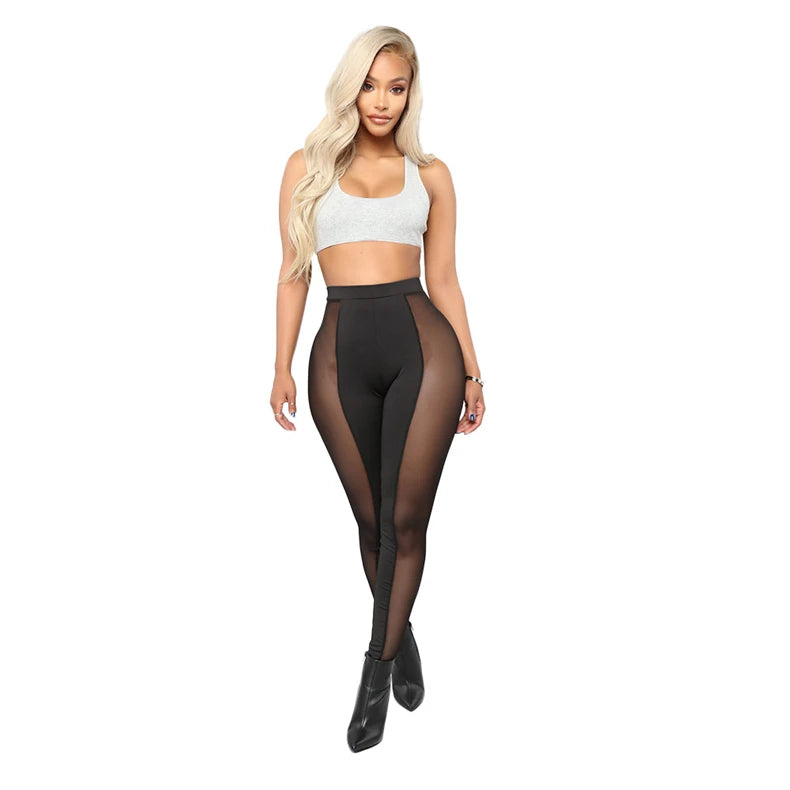 Women's Mesh Leggings Gym Pants High Waist Elegant Sports Womens Push Up