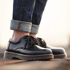 Maden Leather Platform Shoes for Men Black Outsdoor Italian Formal Boots