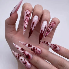 Fashionable Holiday Atmosphere Classic Press on Nails Red Halloween Design