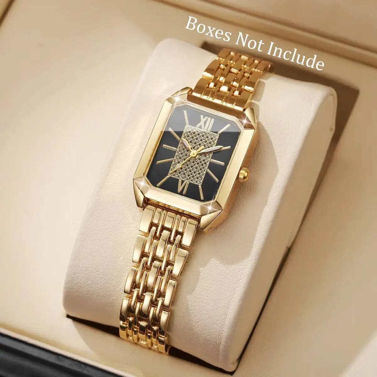 Fashion Rectangle Women Watches Stainless Steel Strap Quartz Wristwatches Reloj Mujer（Without Box）