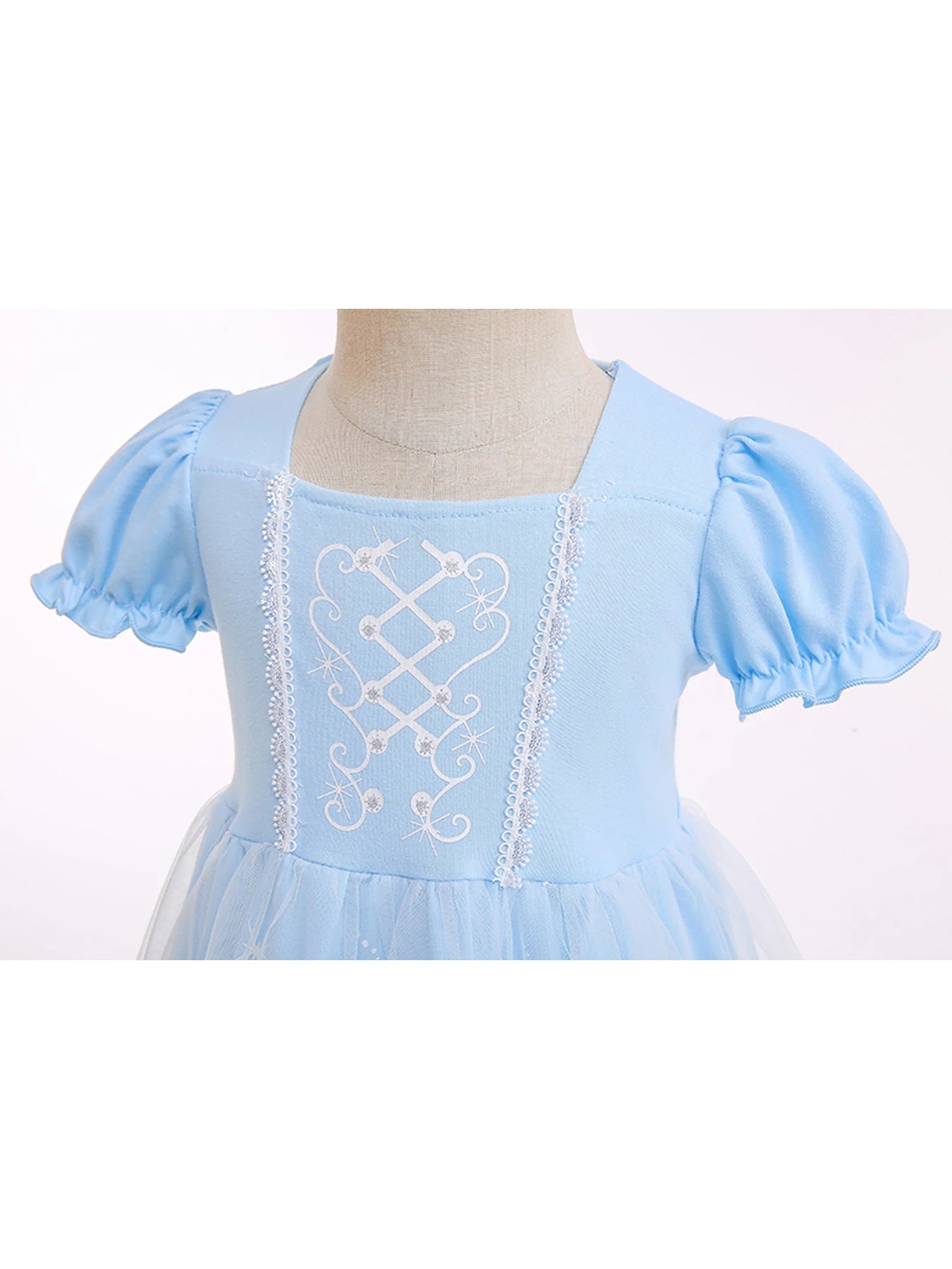 Girls cute stunning puff sleeve mesh princess dress, elegant and comfortable, birthday party performance dress up costume