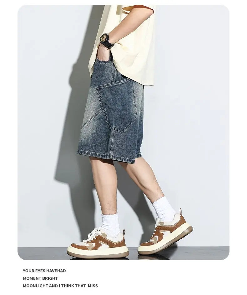 Baggy Denim Shorts Fashion Casual Straight Harajuku Jeans