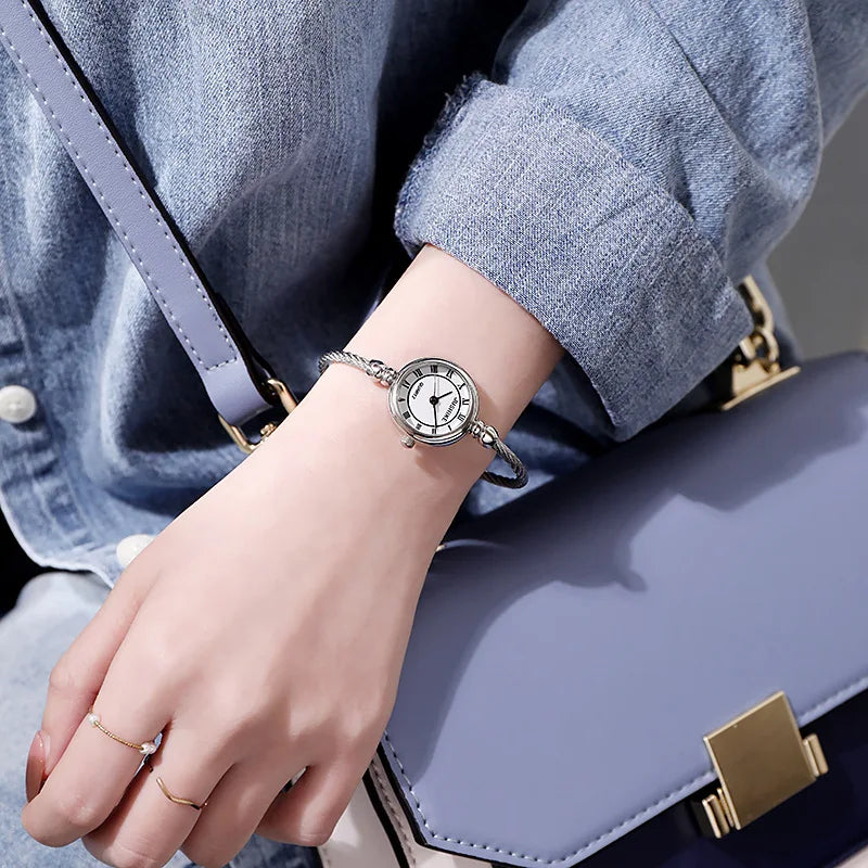 YIKAZE Women Bracelet Watch Retro Gold Bangle Women Watches Stainless Steel Retro Ladies Quartz Wristwatch Clock Dress Watch