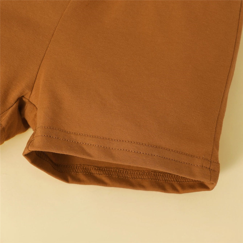 0-3 Years Infant Baby Boy 2PCS Set Cartoon Dinosaur White Short Sleeve Top+Brown Shorts Cute Sport Style Handsome Fashion Outfit