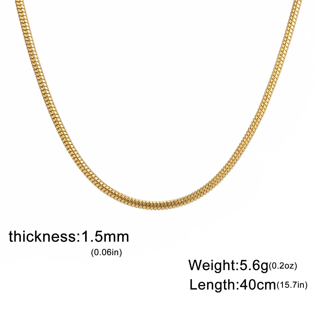 My Shape Round Snake Chain Necklace for Women Men Stainless Steel Link Chain 0.9mm 1.2mm 2mm Chains Choker Fashion Jewelry Gifts