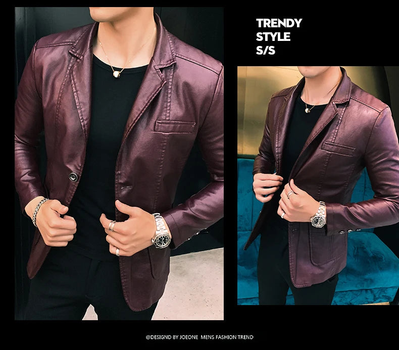 Mens Leather Jacket and Coats Spring and Autumn Men Business Casual
