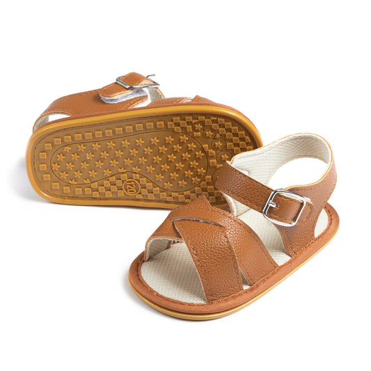 Baby Sandals Flats Leather Girls Boys Toddler Soft Rubber Sole Anti-Slip First Walker