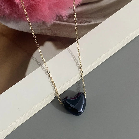 1 PC Fashion Love Heart Choker Necklace Various Color Gift Necklace Golden Color Link Chain Neck Jewelry