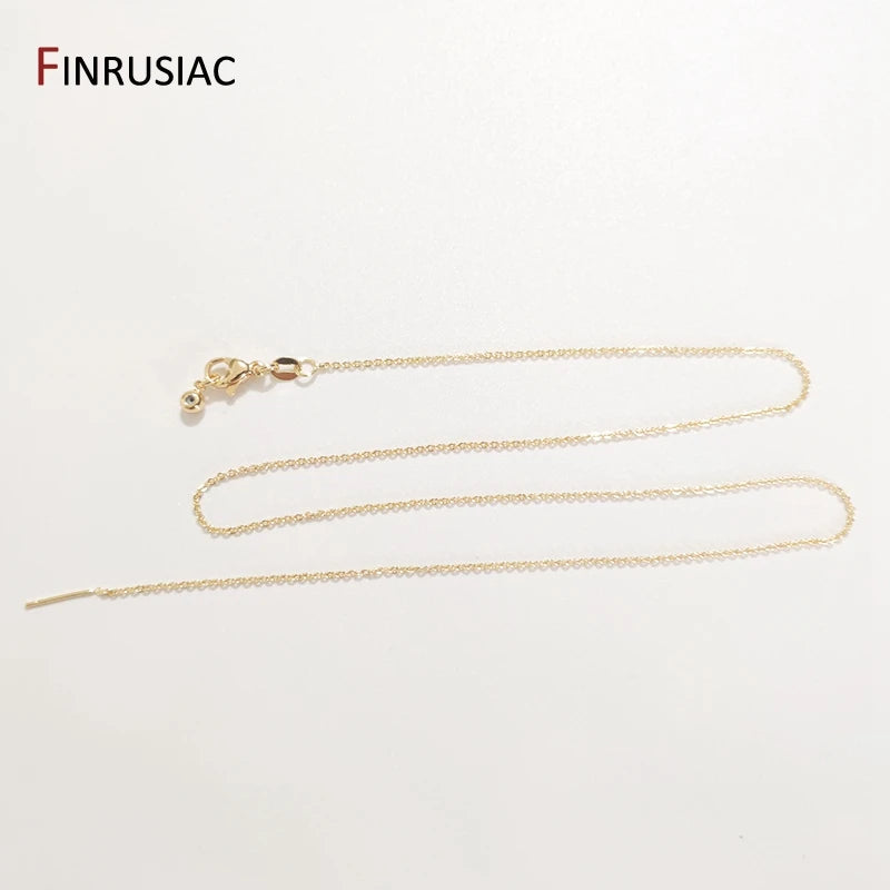 Real Gold Plated Thin Necklace Chain, 45cm Simple Trendy Adjustable Chain for DIY