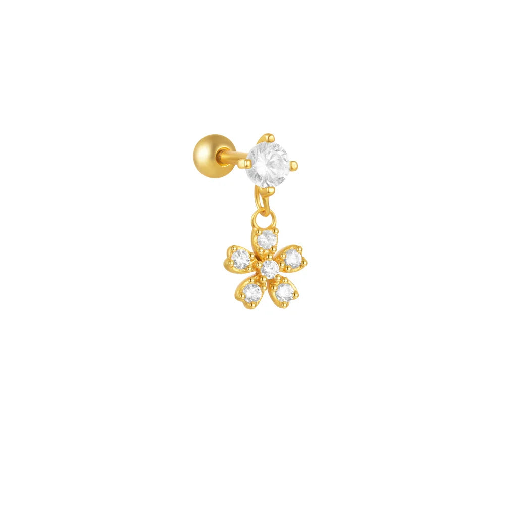 AIDE Heart Round Ball Flat Helix Piercing Earring 925 Sterling Silver Ear Studs Geometric Zircon Exquisite Trinket Studs Aretes