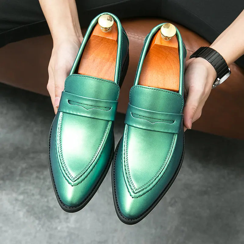 Elegant Formal Dress Shoes for Men Big Size 47 Green Purple Luxury Leather Casual Shoes Wedding Mens Fashion Oxfords Loafers