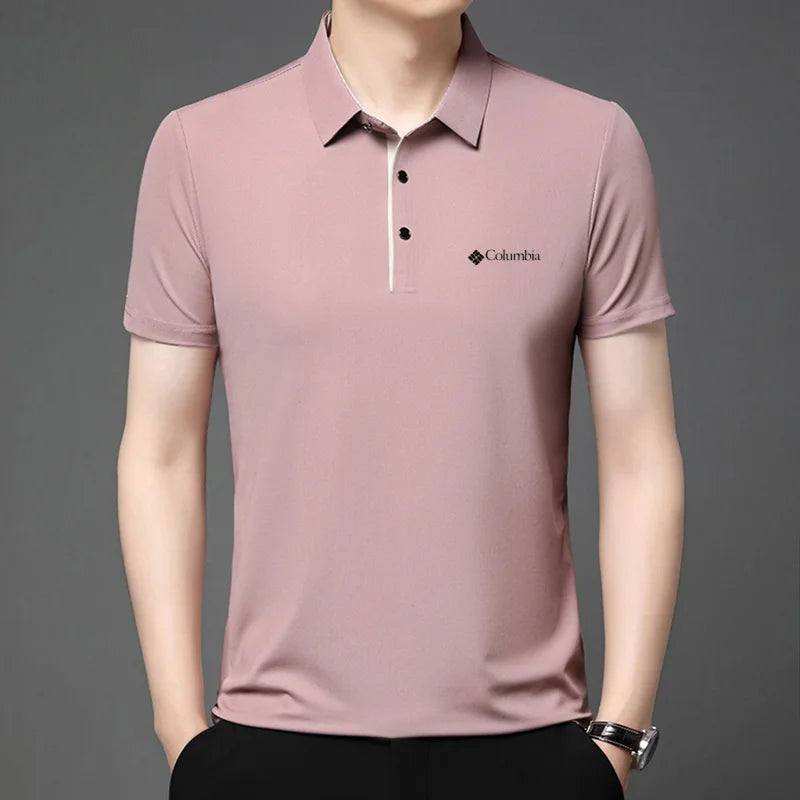 High end brand men's letter printed short sleeved polo shirt cool breathable casual business 2025 summer new style lapel T-shirt