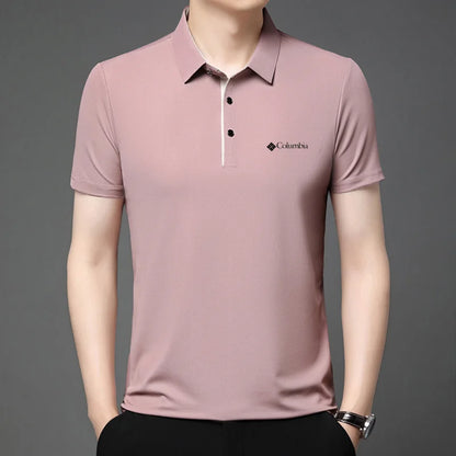 High end brand men's letter printed short sleeved polo shirt cool breathable casual business 2025 summer new style lapel T-shirt