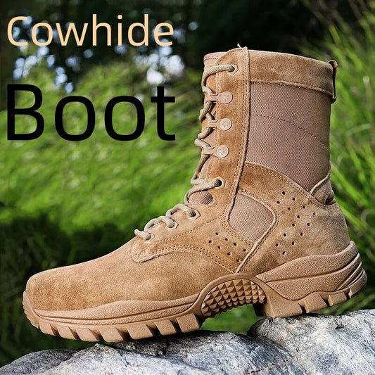 Men Boots Army Military Special Force Boot Fight Combat Train Desert Shoes Outdoor Hiking Walking Shoe Waterproof Cowhide Botas
