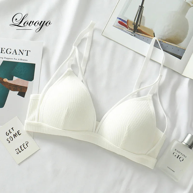 Women Bra Wire Free Brassiere Push Up Lingerie French Triangle Cup Bra