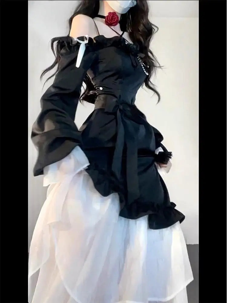 Evening wear Dresses: Women Irregular Elegant Midi Dress Bow One Piece Dress