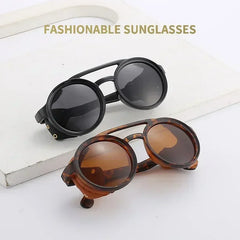 Sunglasses Men Women Classic Sun Glasses With Side Leather Round Eyewears