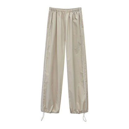 Y2K Baggy Cargo Pants for Women Drawstring Elastic Low Waist Parachute Pants