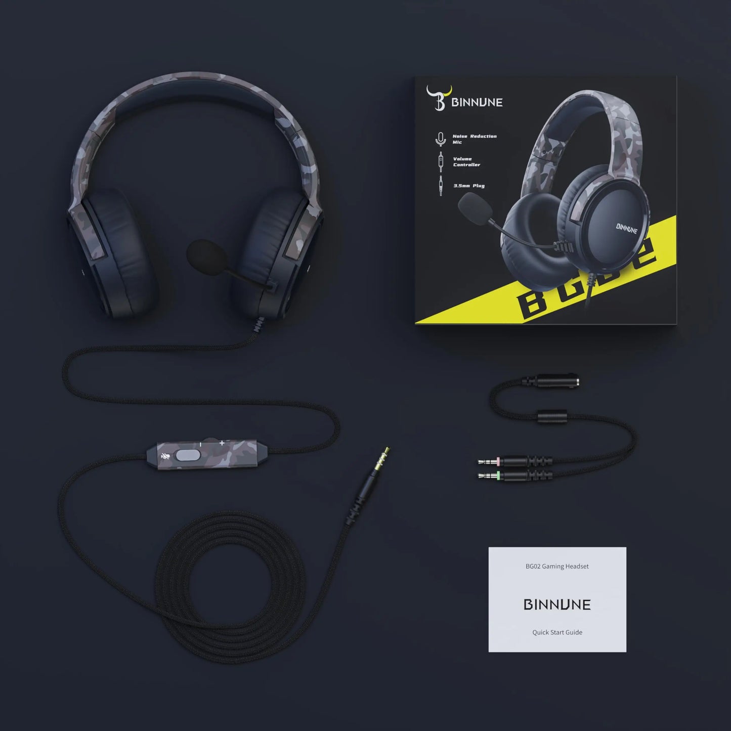 BINNUNE Gaming Headset with Mic for PS4 PS5 Xbox Series X|S Xbox One PC Switch Wired Gaming Headphones for Playstation 5 Xbox 1