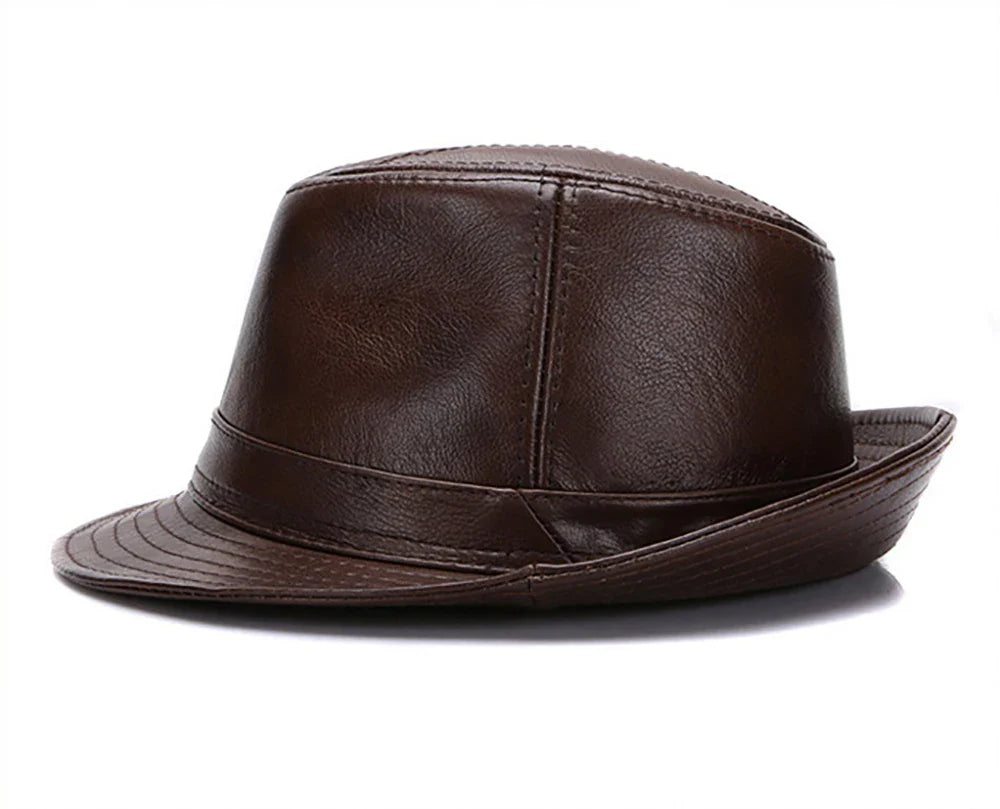 2026  Autumn Men Real Genuine Cowhide Leather Top Hats Men Fashion Caps Winter Warm New Cowboy  100% Real Cowhide Leather Hats