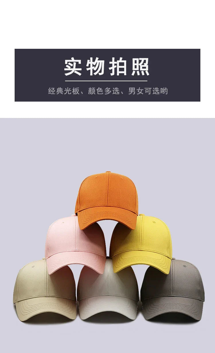 Hard Cotton Big Size Baseball Hat Woman Solid Color Sun Cap Hiphop Man Plus Size