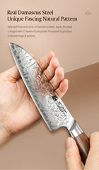 5.5 Inches Japanese AUS10 Damascus Steel Santoku Knife Sharp Blade Meat