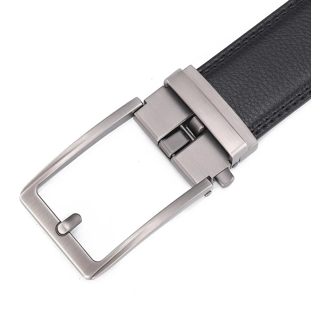 Unisex Click Belts for Men Luxury Brand Designer Fashion Automatic Buckle Genuine Leather Men's Belt Male Jeans Waist Strap Blue