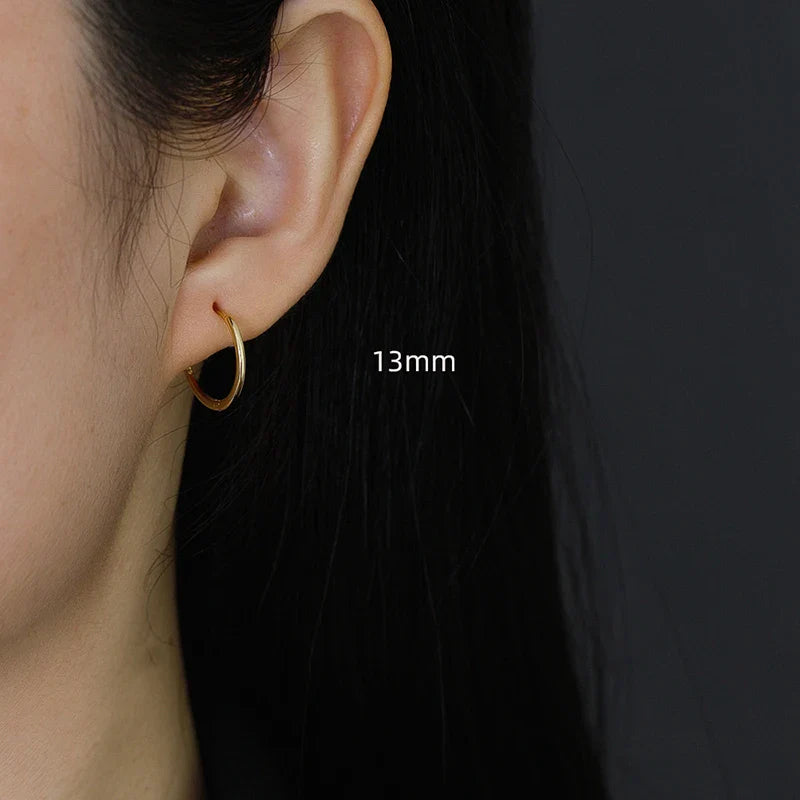 WANTME 925 Sterling Silver Minimalist Glossy Circle Hoop Earrings for Women Fashion Simple Ear Bone Piercing Jewelry Accessories