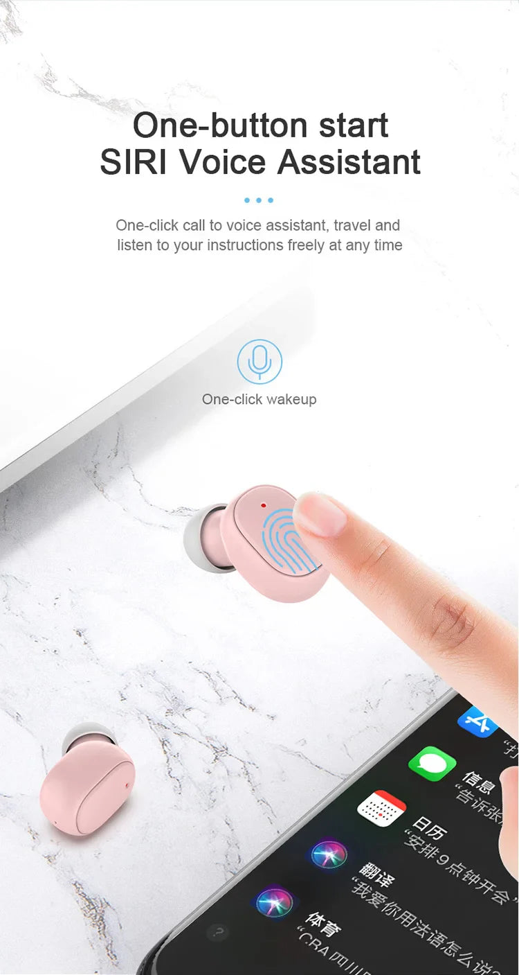 A6S, TWS Wireless Bluetooth Headphone, Stereo Headset, Sports Earbuds, Microphone with Charging Box, Smartphone