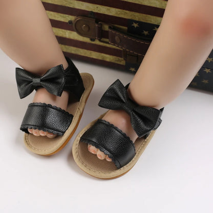 0-18M Baby Cute Preschool Summer Sandals Black Princess Casual Soft Rubber Sole Anti slip Single Shoes Girl's First Walking Shoe