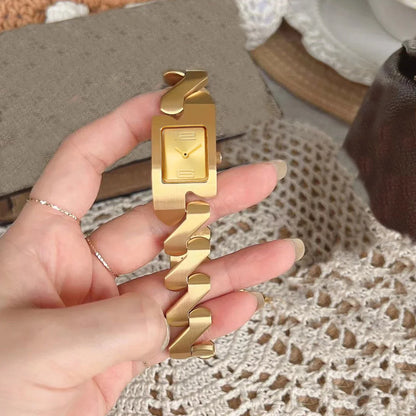 New Simple Square Arabic Digital Small Dial Steel Belt Quartz Watch