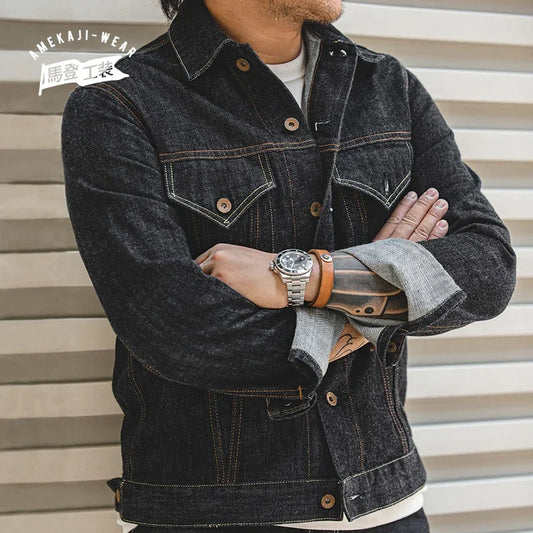 Classic Denim Jacket for Men Branded Design Amekaji Wear Vintage Coat
