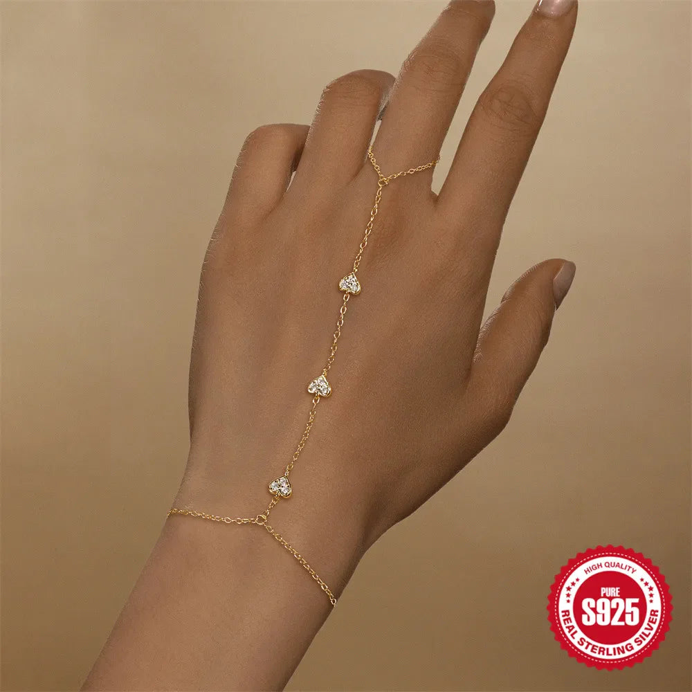 CANNER Minimalism Octagonal Star Finger Bracelet For Women 925 Sterling Silver Ins Flower Multi-layer Bracelet Fine Jewelry