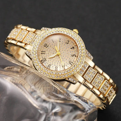 6PCS/Set Luxury Full Diamond Women Watches Fashion Ladies Quartz Wristwatch Jewelry Set Reloj Mujer（Without Box）