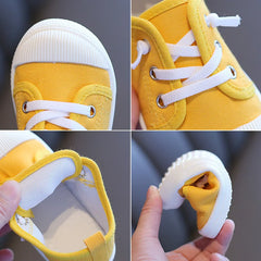 Boys Canvas Shoes Sneakers Girls Tennis Shoes Lace-up Children Footwear Toddler Yellow Chaussure Zapato Casual Kids Canvas Shoes