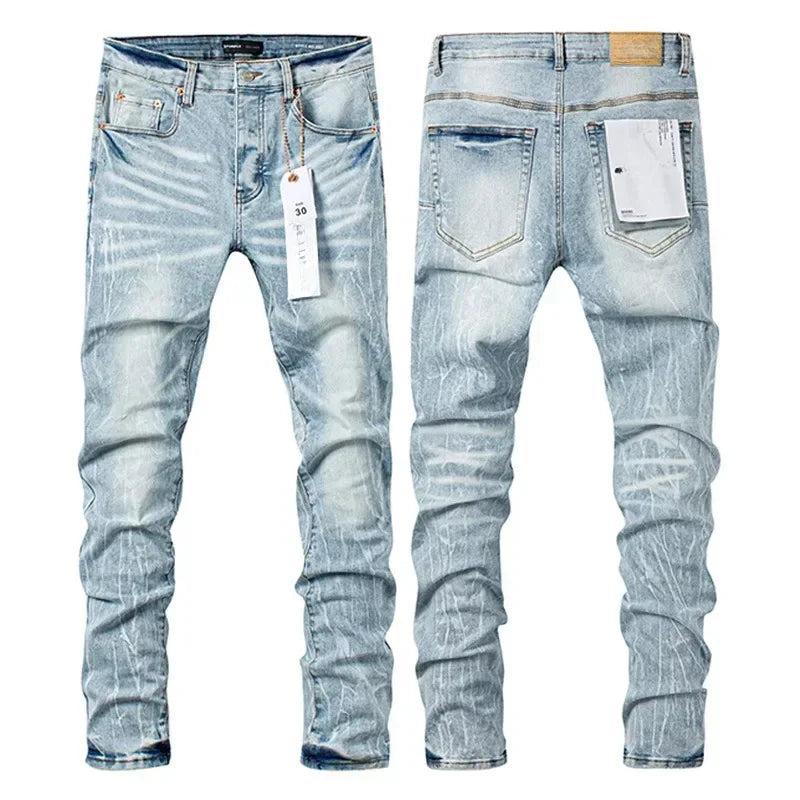 Purples jeans Men personalized cat whisker trousers American straight leg