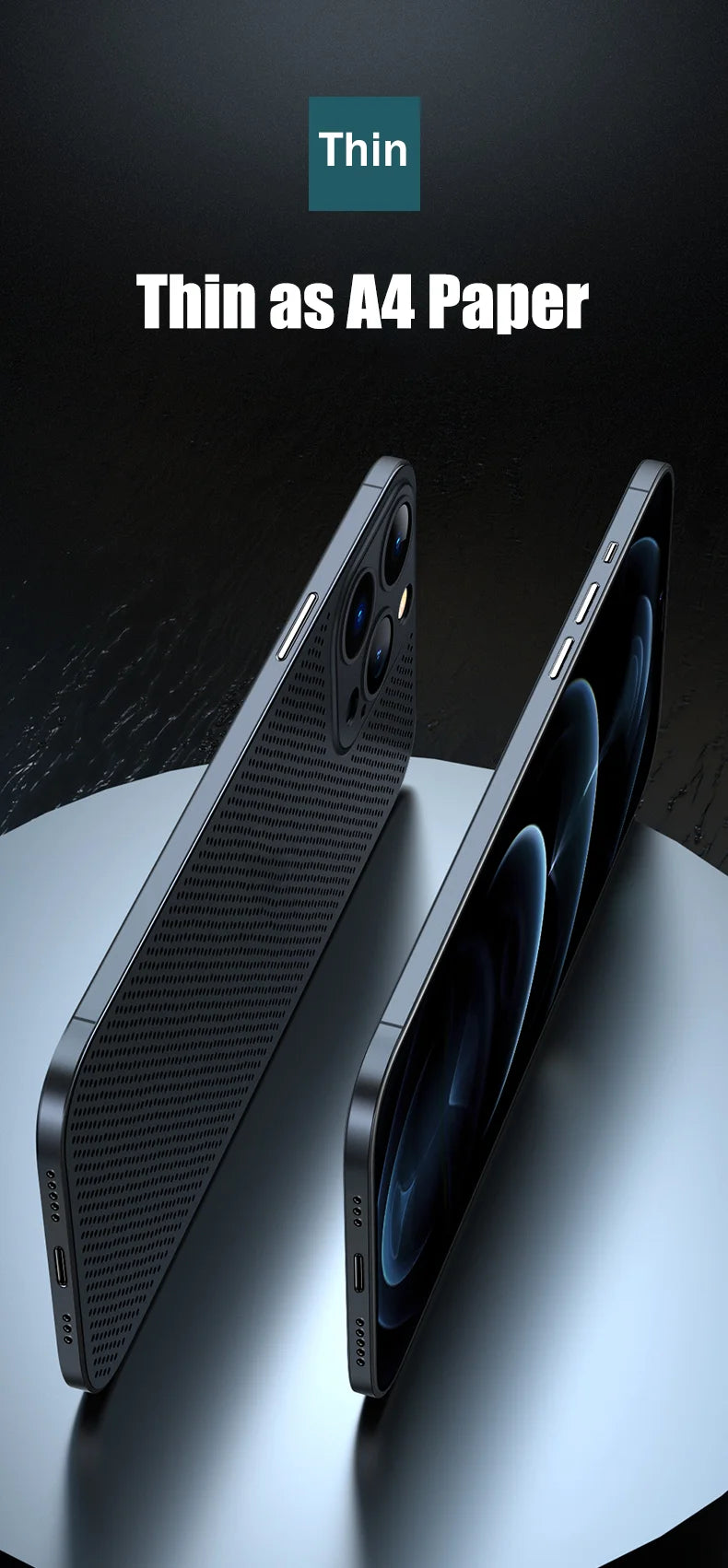 Breathable Cooling Case Ultra Thin Matte Mesh Hollow  Slim Hard iPhone 16 15 14 13 12 Pro Max Plus