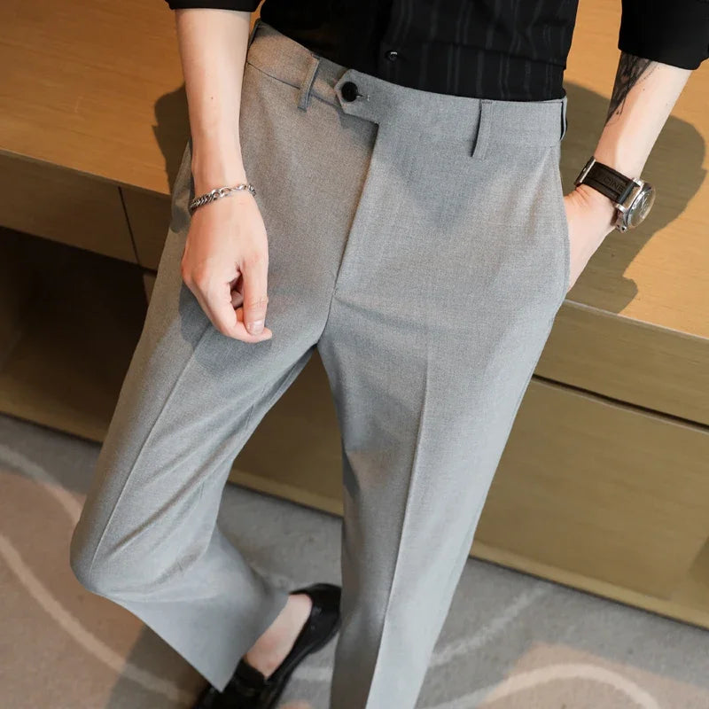 Men Business Social Suit Pant 2024 Spring Formal Slim Wedding Trouser Mens Brand Fashion