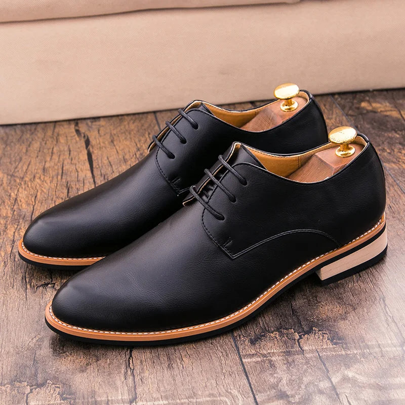 Classic Dress Shoes For Men Matt Lace Up Derbies Man Formal Leather Footwear For Business Career Social Shoe Male