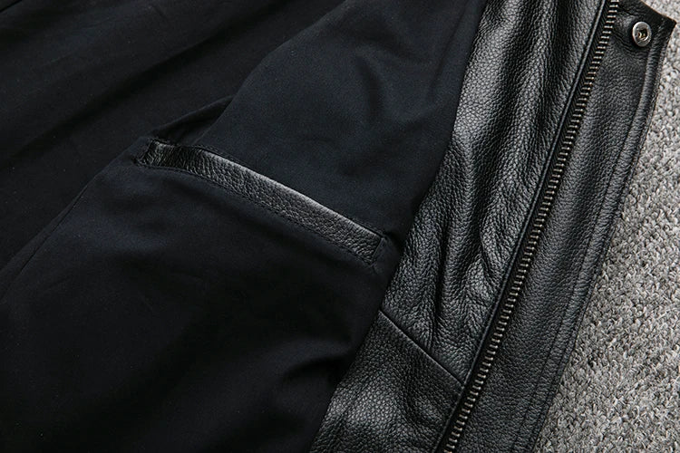 leather jacket casual denim leather coat leather coat PU washed leather, leather soft
